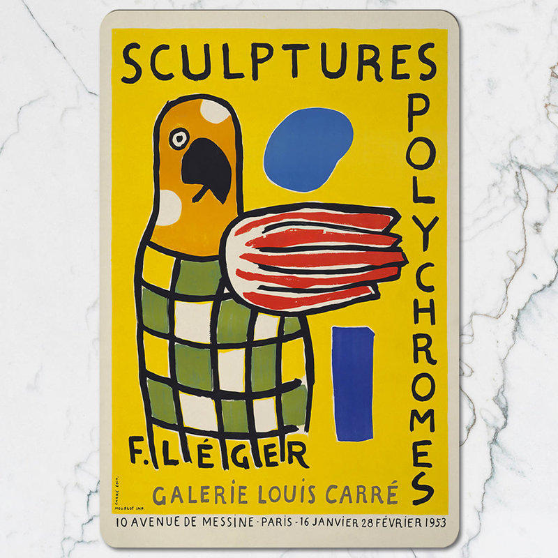 F Leigier Placemat Coaster Set Sculpture Art Collection Wood Backing Limited Edition