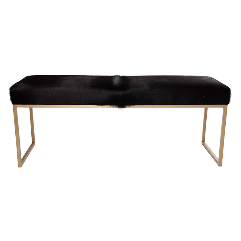 Upholstered Cowhide Bench, Natural