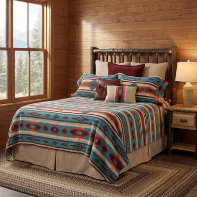Wooded River Crystal Creek III Bedspread, California King, Rustic Lodge Coverlet Bed Cover for Mountain Cabin Decor