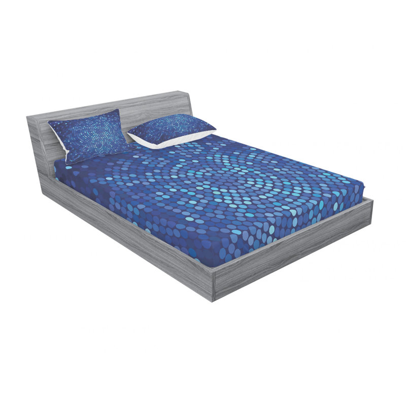 Microfiber Polka Dots Sheet Set, Full/Double Sheet Set with Fitted Sheet, Navy Polka Dot
