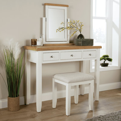 Conte Fully Assembled 3 Drawer Dressing Table and Stool Set