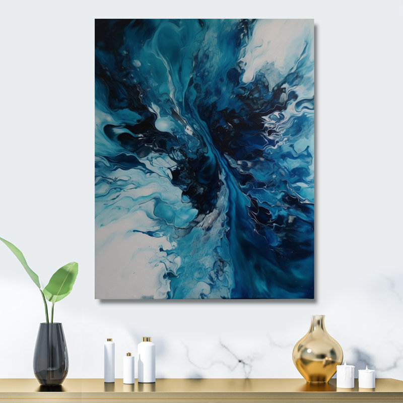 Art mural en métal bleu sarcelle et noir, H 20 po x l 12 po