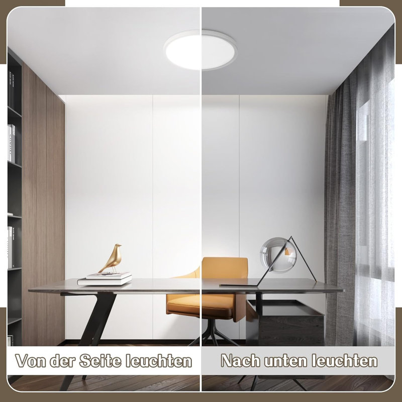 LED Semi Flush Mount, White, 6500 Kelvins