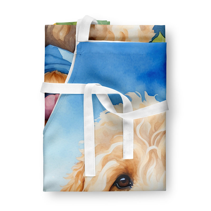 Goldendoodle en tablier tournesols