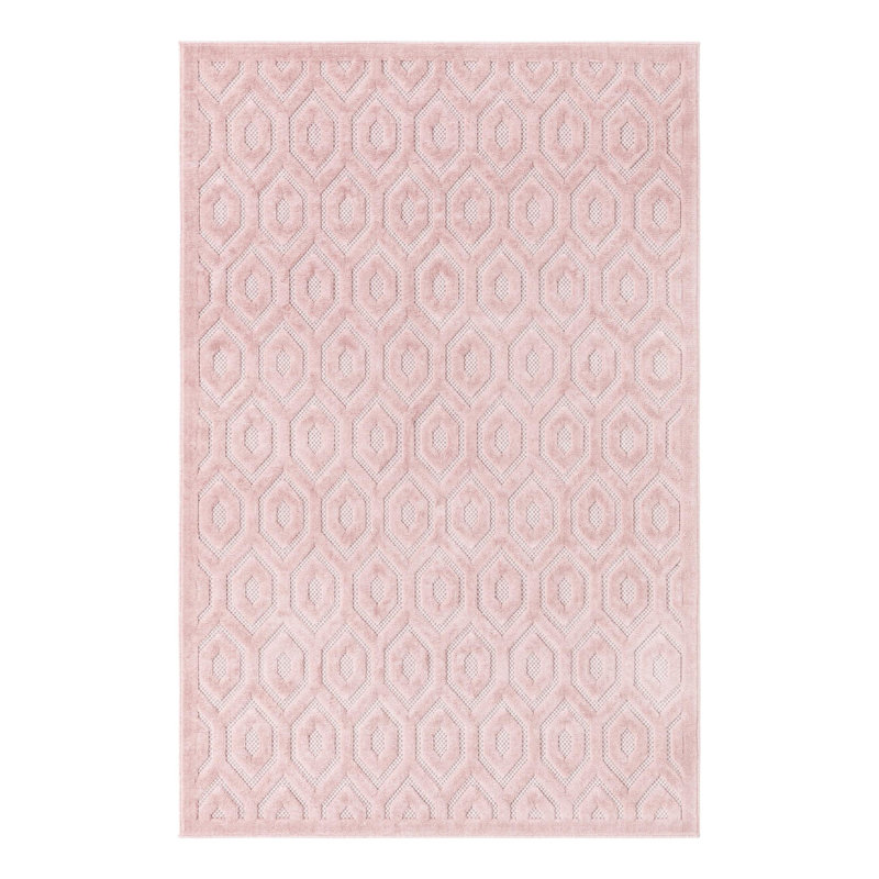 Tapis intérieur / extérieur rose Hearon, Rectangle 5 pi 3 po x 8 pi