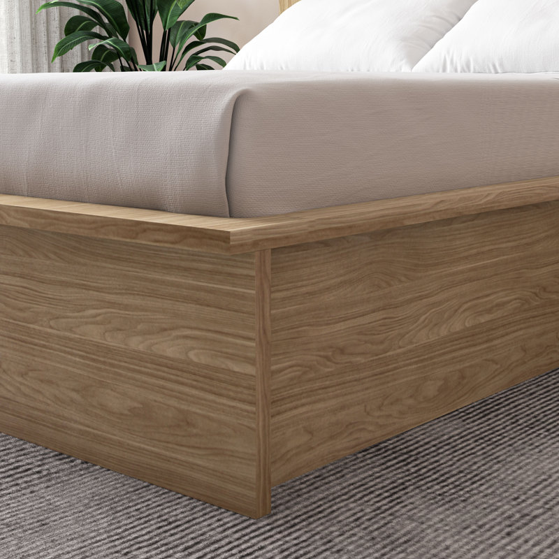 Gracie Oaks Cannella Queen Bed Frame, Light Oak | Wayfair