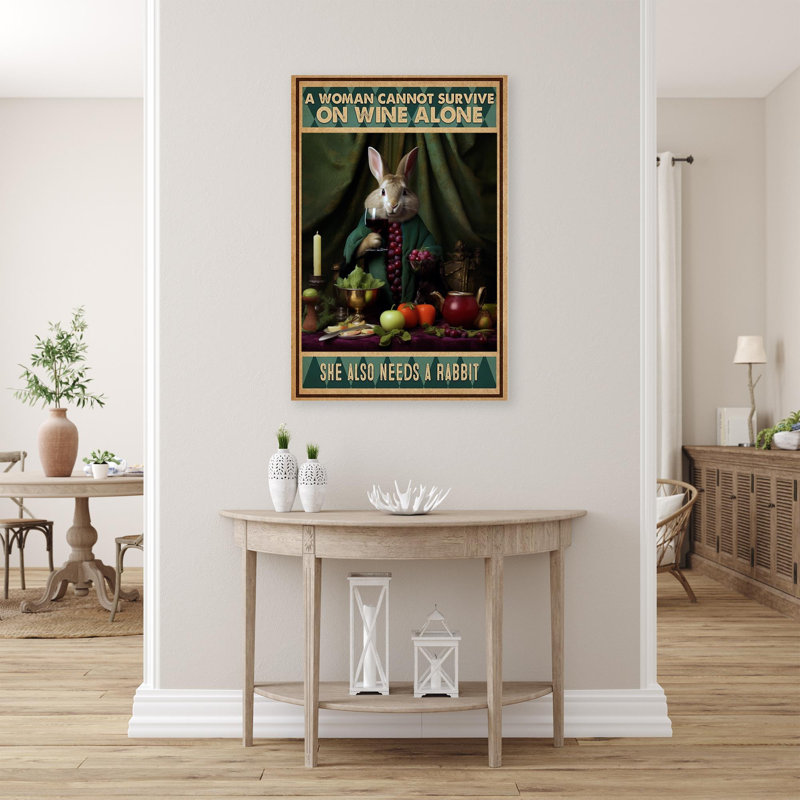 She She Needs A Rabbit - 1 pièce, reproduction d'art graphique sur toile tendue, H 36 po x l 24 po x P 1,25 po