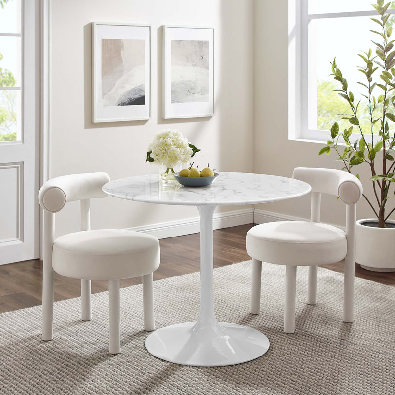 Lippa Dining Table, 29.5" H x 40" L x 40" W, White, White