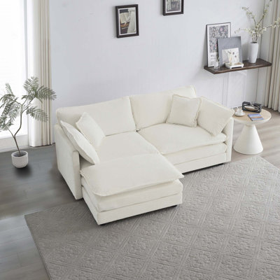 Canapé modulaire à 2 places avec repose-pieds Chenille