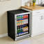 24 Inch Beverage Refrigerator, 170 Can Capacity Freestanding Drink Cooler With Tempered Glass Door, 5 Adjustable Shelves, Internal Led Lighting, Quiet Operation For Home Kitchen Office Bar