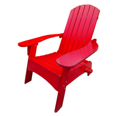 Red Wood Adirondack Chair - Umbrella Hole In Arm, Ideal For Indoor/Outdoor
