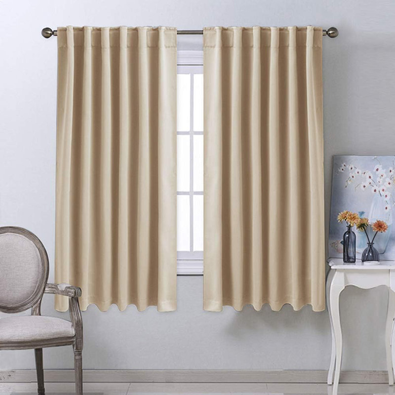 Blackout Curtain Light & Noise Reducing Room Darkening Drapes for Bedroom/Living Room/Kitchen, 2 Pieces, 52" W x 63" L