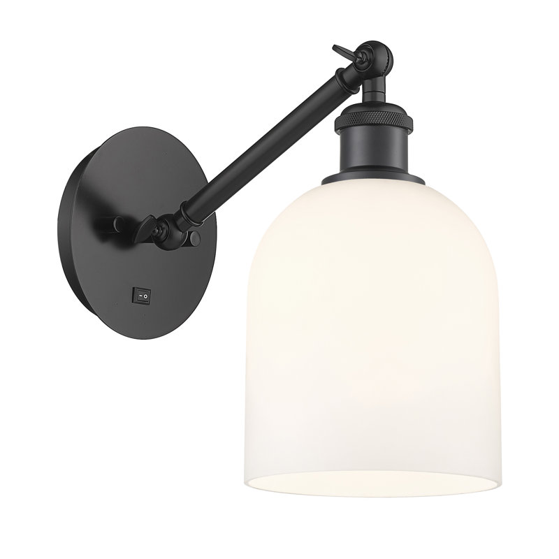 Odaniel Steel Armed Sconce, Gloss White, Matte Black