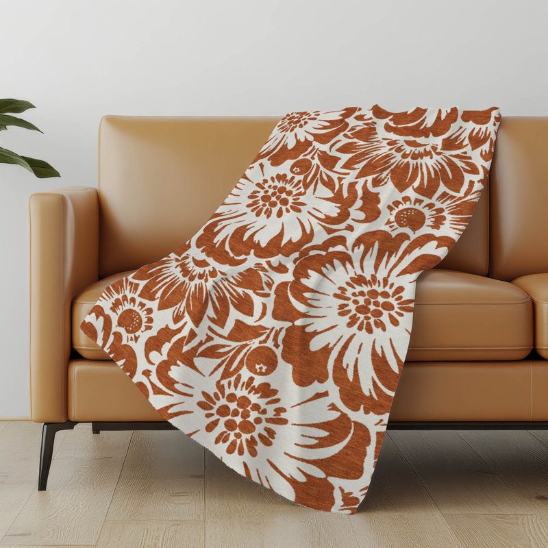 Jeté en sherpa floral Addison, Paprika