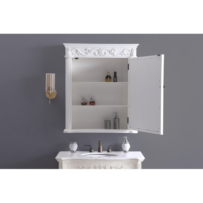 Armoire à pharmacie avec 3 tablettes Aurillon, H 38 po x l 32 po x P 6 po, Blanc antique