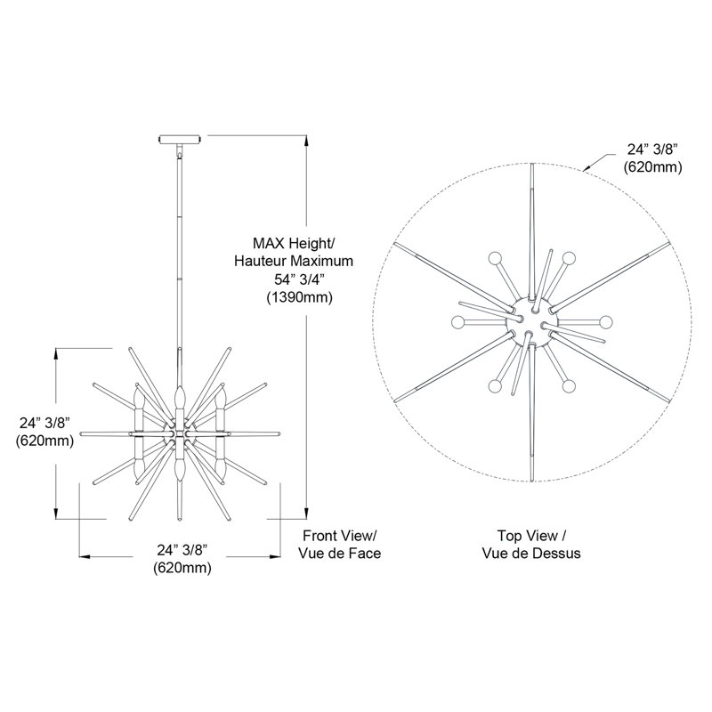 Vela 12 Light Sputnik Sphere Chandelier