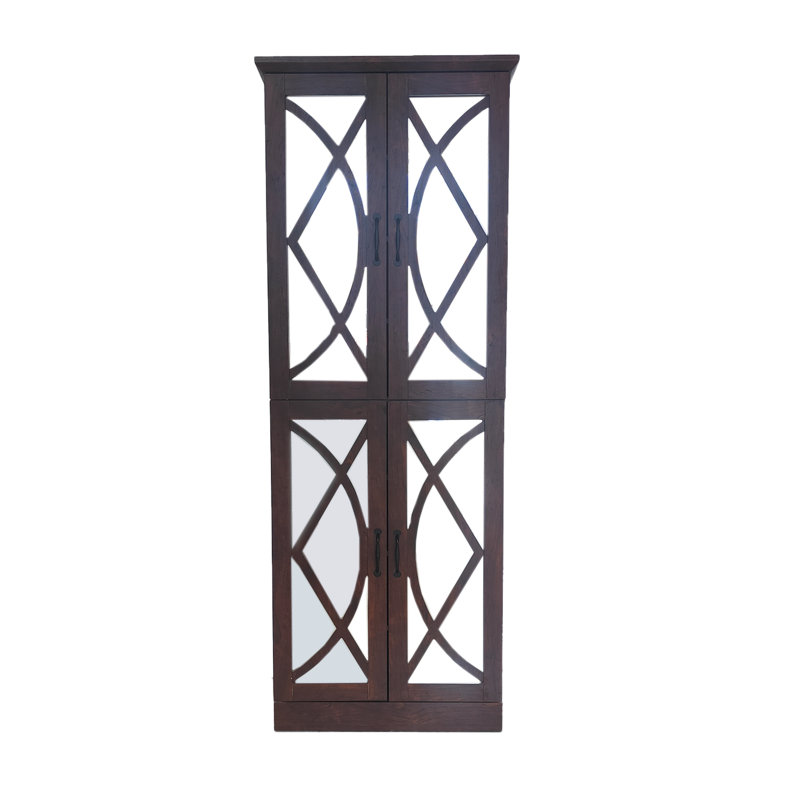 Armoire de rangement de 68 po de hauteur avec portes miroir et tablettes réglables Raeshon