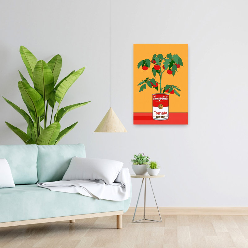 Art contemporain rétro, plante rétro, H 24 po x l 16 po