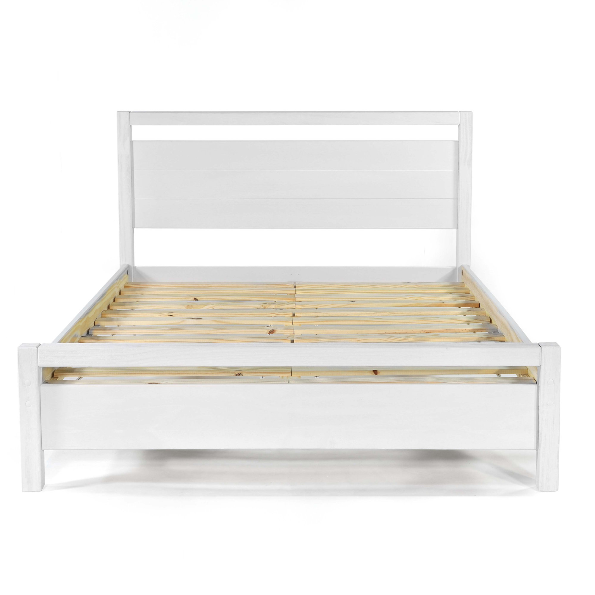 Loft Solid Wood Panel Bed, Brushed White, Full