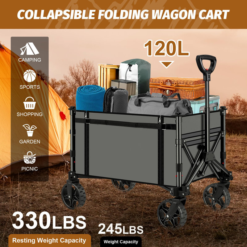 Chariot utilitaire pliable avec roulettes, Gris