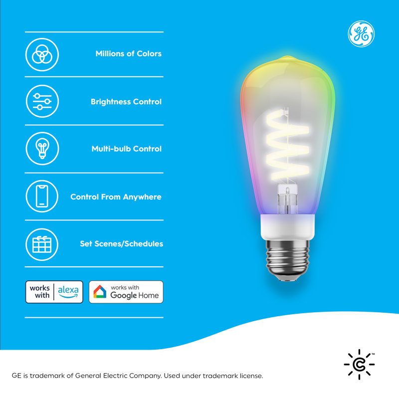 GE Cync Direct Connect Smart LED Light Bulb, Color Changing Smart Light (1 Pack)