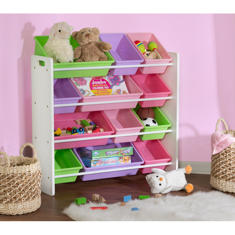Small Pink Stackable Plastic Storage Bin for Kids