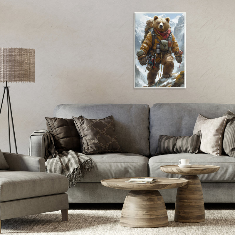Montagne, ours, art mural, par Ray Heere, H 19 po x l 13 po