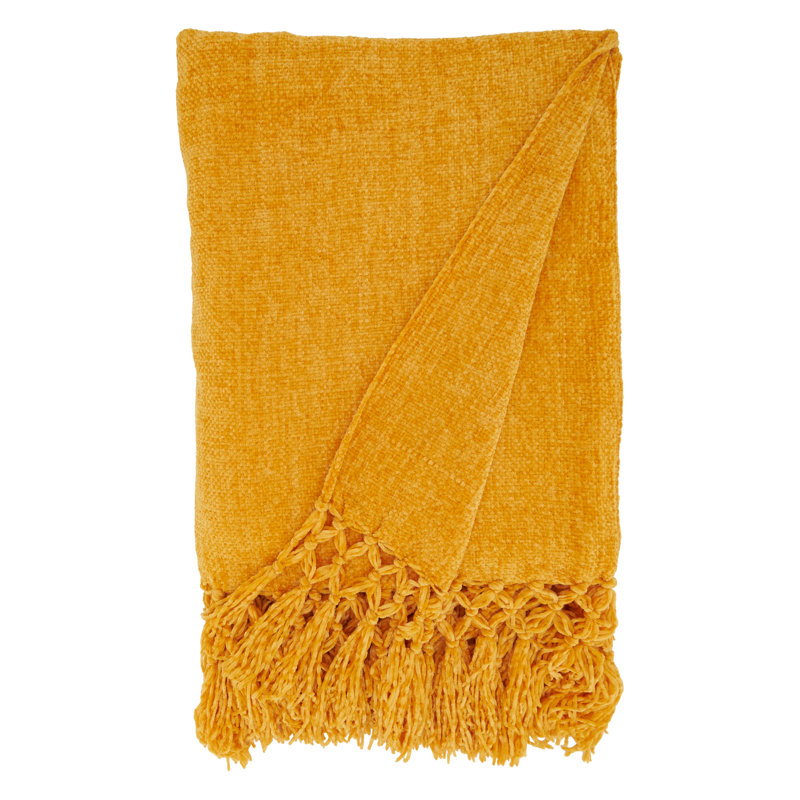 Estrid Hand Woven Throw Blanket, Mustard