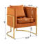 Fauteuil d'appoint demi-tonneau en velours avec coussin-2098722768