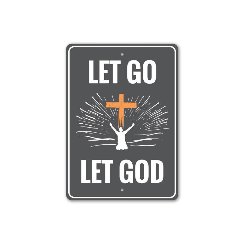 Panneaux religieux en aluminium «Let God», H 14 po x l 10 po x P 0,04 po