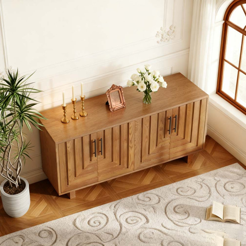 armoire de rangement avec 4 portes, Naturel