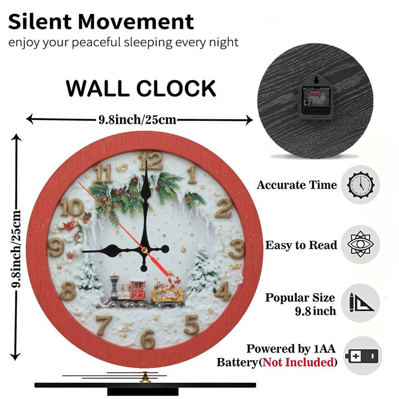 Horloge de Noël-Face-Avec-Père-train