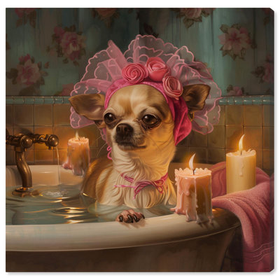 A Blissful Bath Canvas Cute Pet Art Prints by Art Remedy