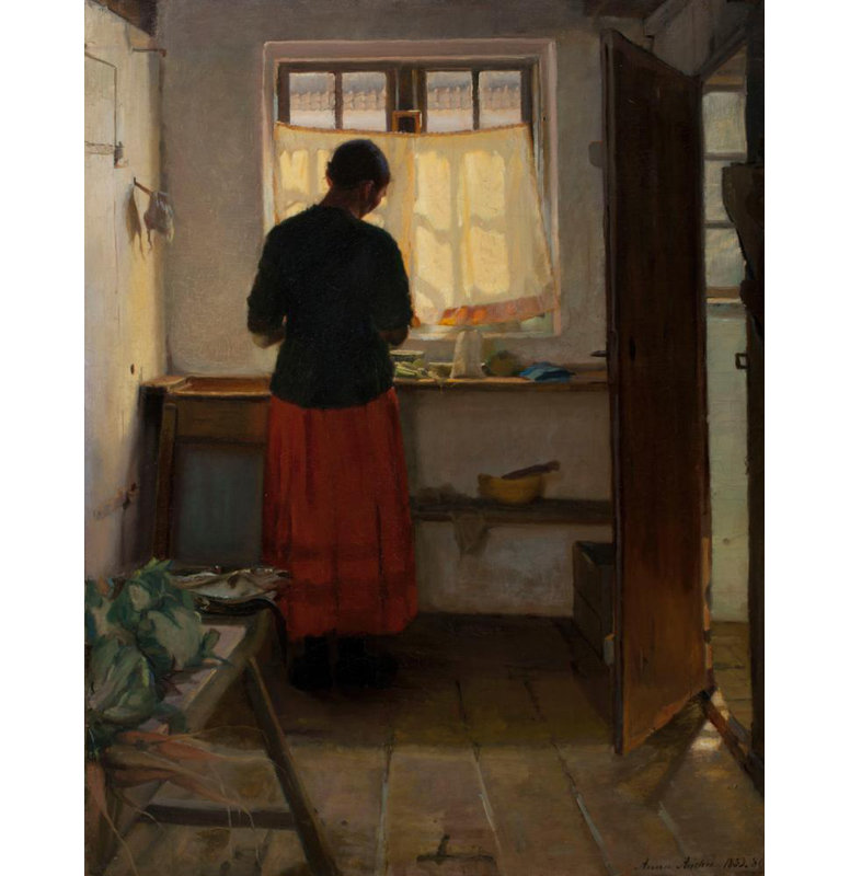 "The Maid in the Kitchen" by  Anna Ancher - Gallery Wrap Canvas Wall Art, 24" H x 17" W
