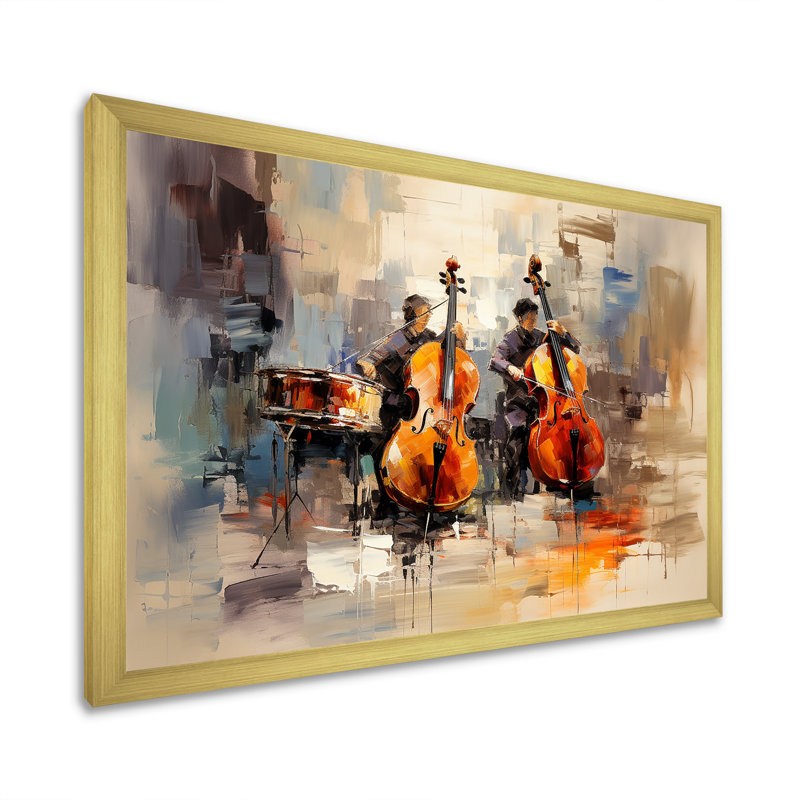 «Brown Brooding», Bourgogne, violoncelle, musique IV - musique, art mural, Cadre d'angle fermé doré