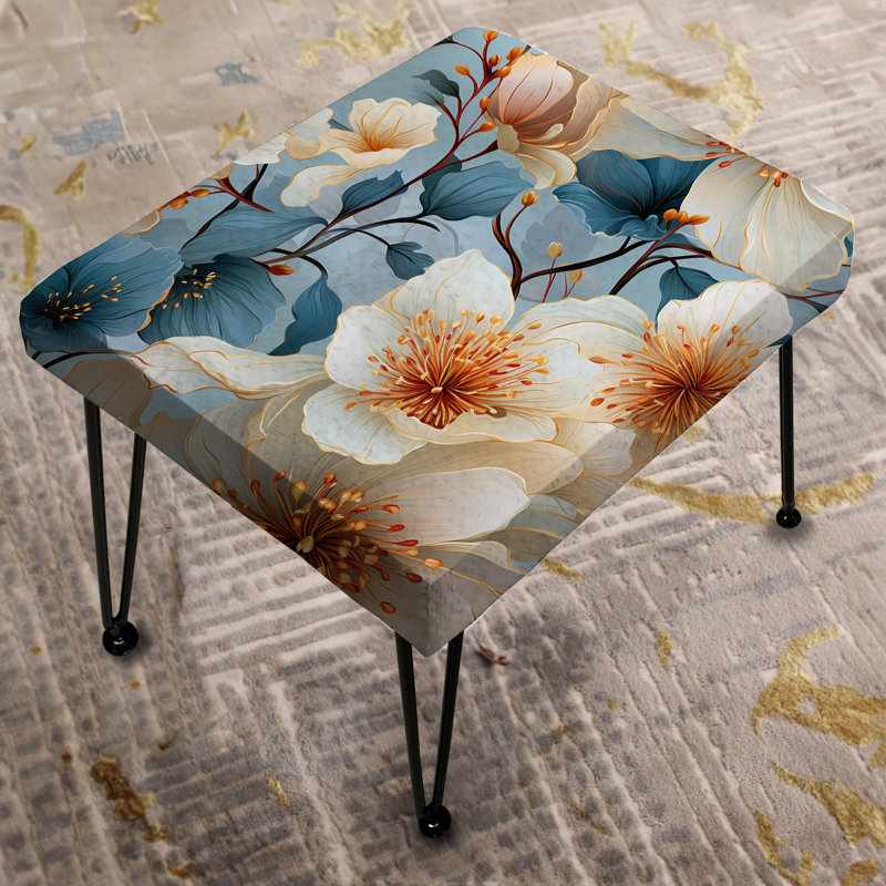 Repose-pieds floral bleu exquis Melody