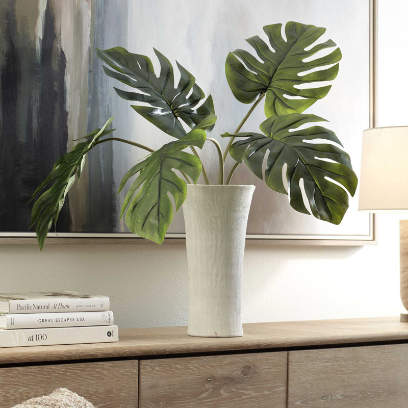 Uttermost Muse Monstera White Vase Centerpiece