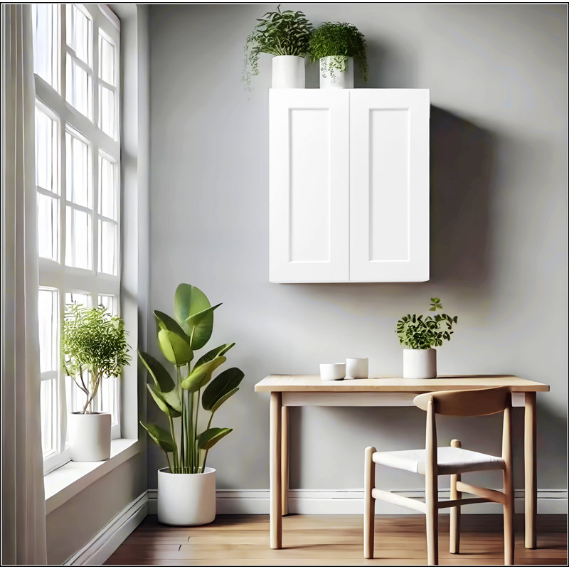 Armoire murale blanche à double porte en bois massif, H 30 po x l 24 po x P 12 po