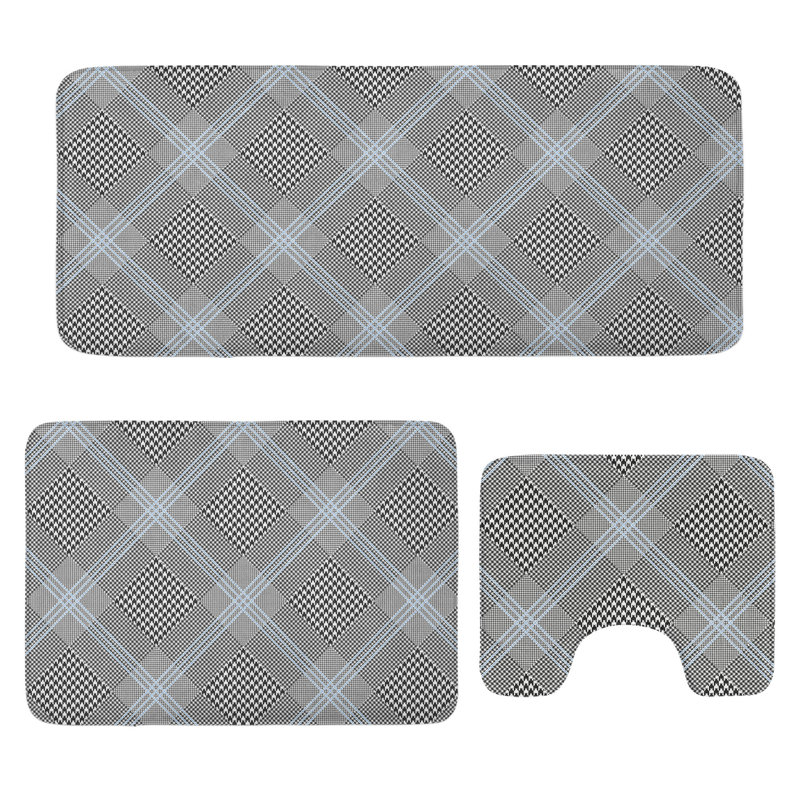  Ensemble de tapis géométriques pour salle de bain 3 pièces