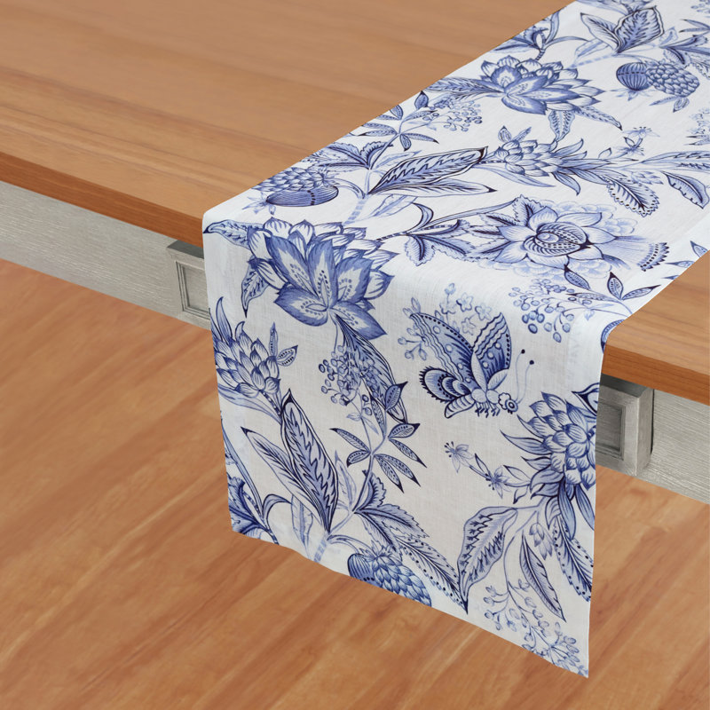 Chintz - 100% Linen Printed Table Runner, 120" x 14"