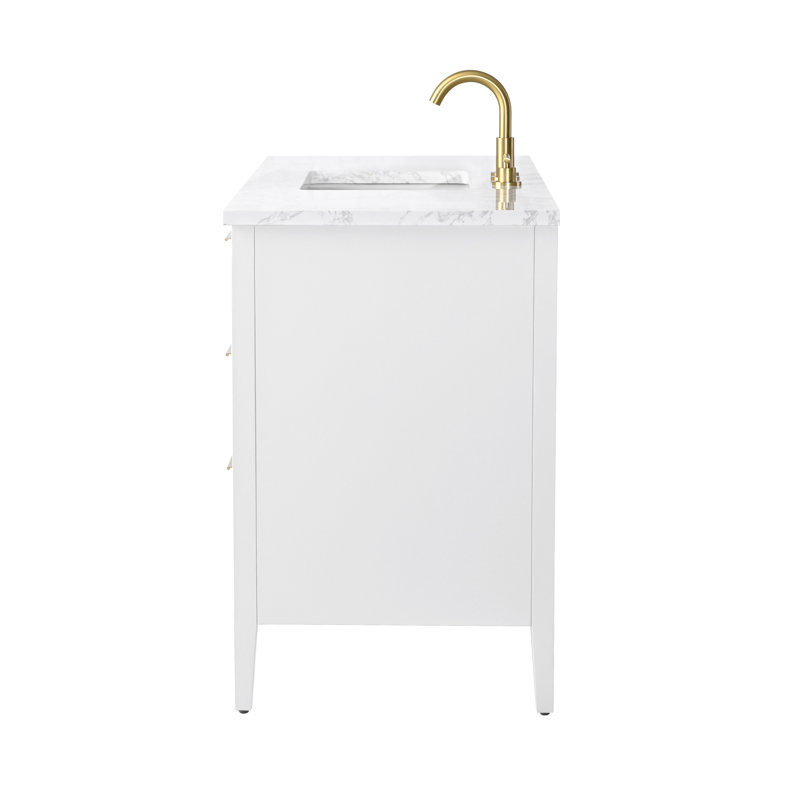 Emma 48" W Single Vanity, White/Brushed Bronze