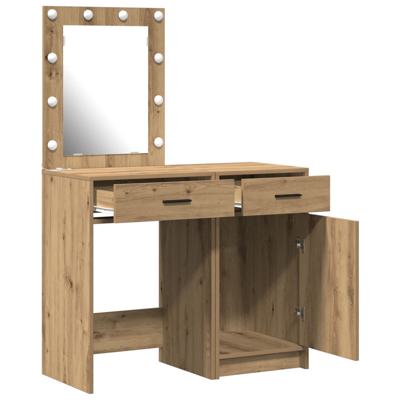 Dressing Table with Mirror, Artisan Oak