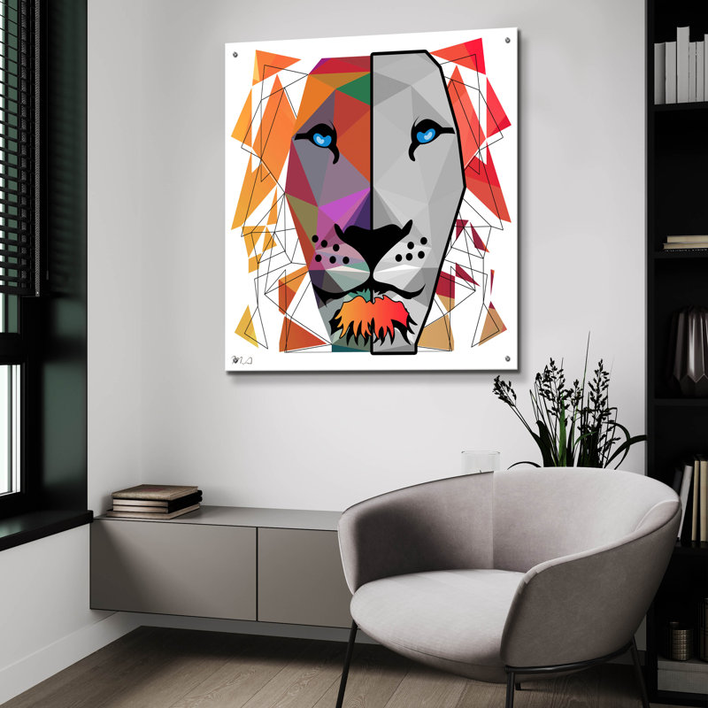 «The King» par Mark Ashkenazi, art mural en verre acrylique, H 36 po x l 36 po x P 0,2 po