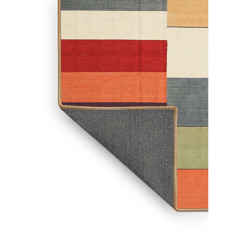 Tapis de zone rouge/mauve contemporaine, Rectangle 6 pi x 9 pi