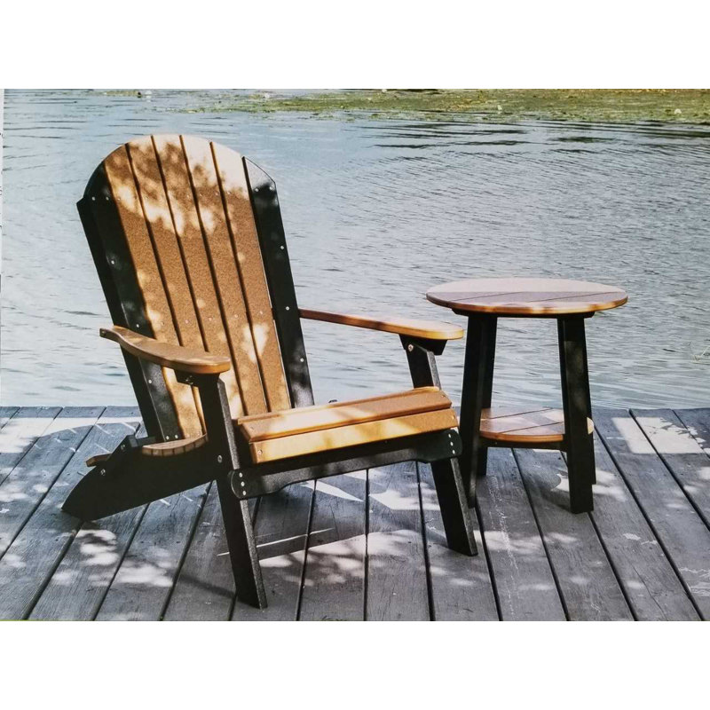Giraud Foldable Outdoor Adirondack Chair, Cedar/Black