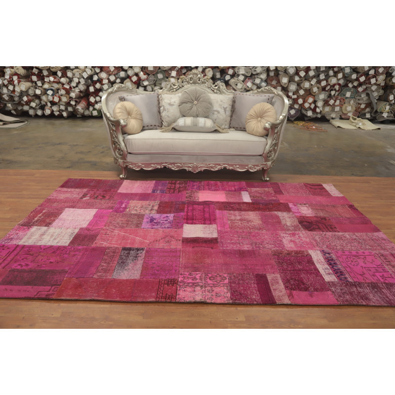 Distressed Wool Patchwork Area Rug 7x10