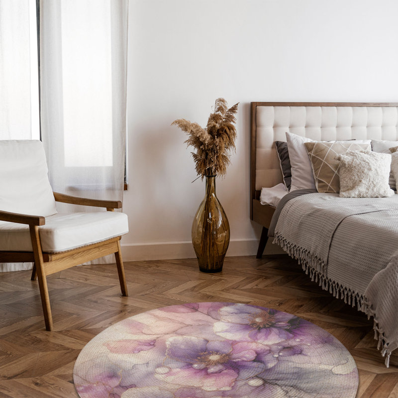 Tapis tressé Lilac Dream, Rond 5 pi