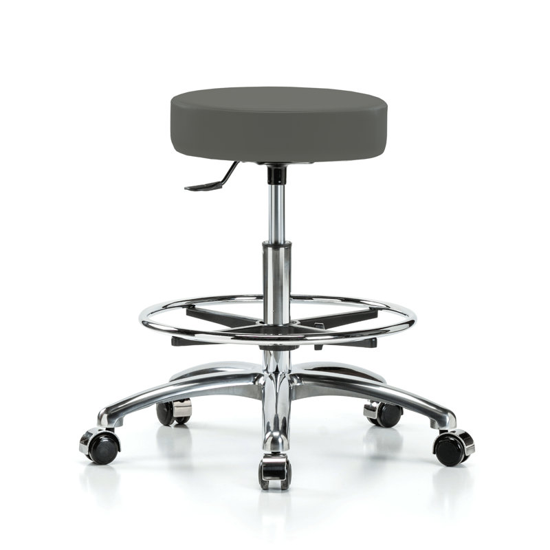 Tabouret pivotant à un levier avec anneau de pied PERCH | Hauteur du banc moyen: 20,5 à 28 po, Vinyl gris anthracite