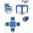 All Weather Outdoor Table and Chairs 5 Pieces Patio Dining Sets Outside Furniture With Aluminum Frame HIPS Modern Patio Dining Set for 4 Person for Outside Backyard/Porch/Deck, 1-Table 4-Chairs, Navy Blue-124942486