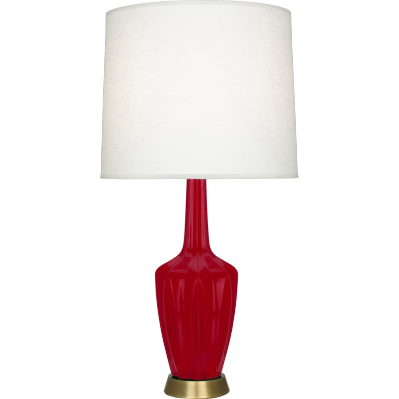 Lampe de table Emma, H 34,25 po x l 7,38 po x P 15 po, Céramique / métal, Rose glacé à l'eau de rose